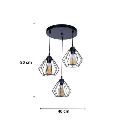 Ceiling lamp Bart Megapap E27 metal three-light color black 40x40x80cm.