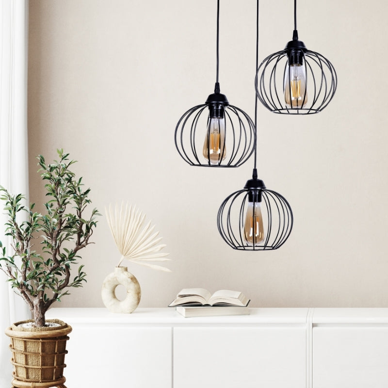 Ceiling lamp Lina Megapap E27 metal three-light color black 45x40x80cm.