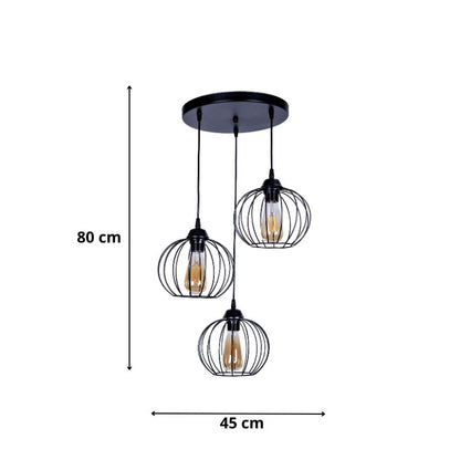 Ceiling lamp Lina Megapap E27 metal three-light color black 45x40x80cm.