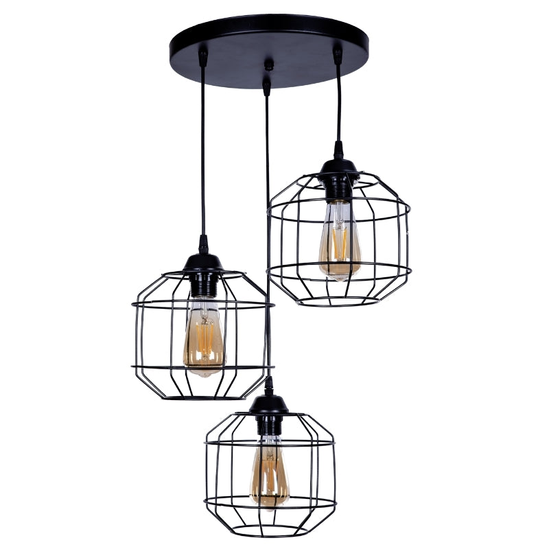 Ceiling lamp Rago Megapap E27 metal three-light color black 50x40x80cm.