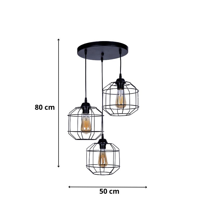 Ceiling lamp Rago Megapap E27 metal three-light color black 50x40x80cm.