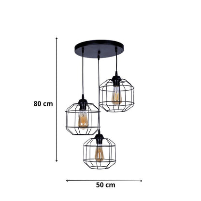 Ceiling lamp Rago Megapap E27 metal three-light color black 50x40x80cm.