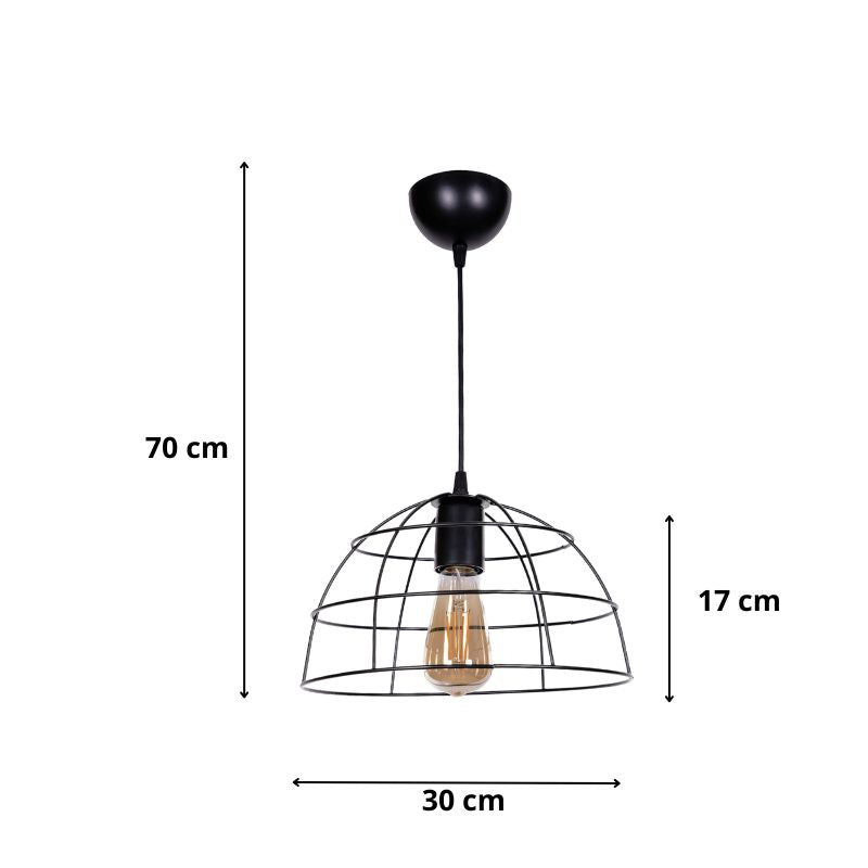 Ceiling lamp Zinc Megapap E27 metal single light color black Ø30x70cm.