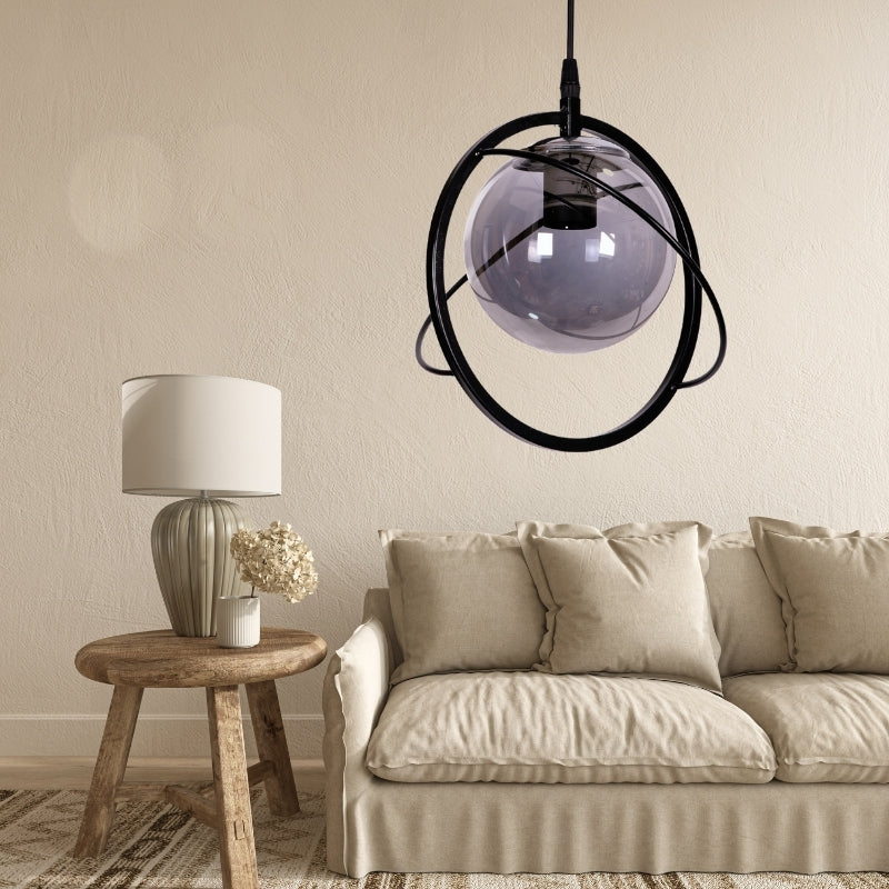 Ceiling lamp Globe Megapap E27 metal single light color black Ø25x75cm.