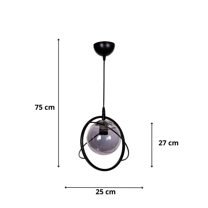 Ceiling lamp Globe Megapap E27 metal single light color black Ø25x75cm.