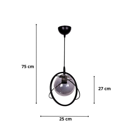 Ceiling lamp Globe Megapap E27 metal single light color black Ø25x75cm.