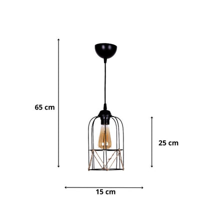 Ceiling lamp Argon Megapap E27 metal - rope single light color black Ø15x65cm.