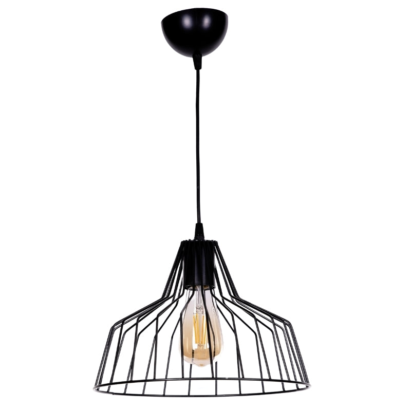 Ceiling lamp Arezzo Megapap E27 metal single light color black Ø30x75cm.