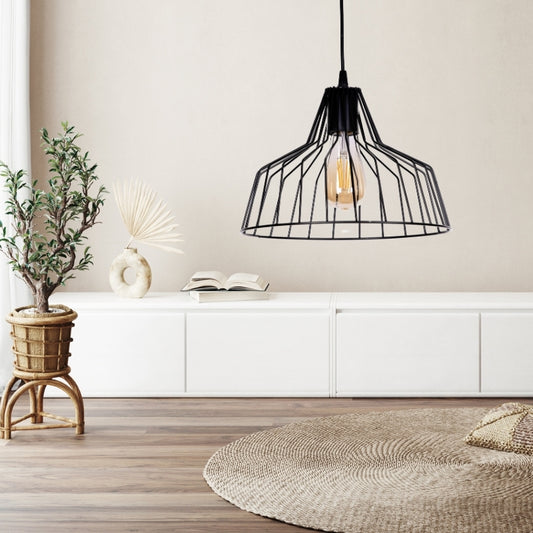 Φωτιστικό οροφής Arezzo Megapap E27 μεταλλικό μονόφωτο χρώμα μαύρο Ø30x75εκ. - Hippiehome.gr