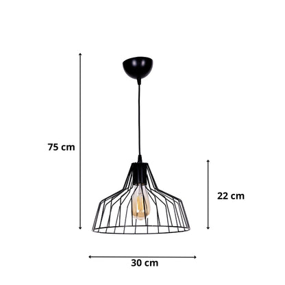 Ceiling lamp Arezzo Megapap E27 metal single light color black Ø30x75cm.