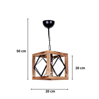 Ceiling lamp Vera Megapap E27 wooden single light color natural/walnut - black 20x20x50cm.