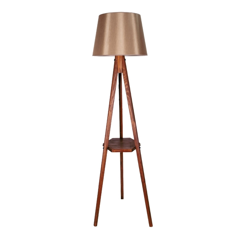 Floor lamp Angelo Megapap E27 wood - fabric color walnut - mocha 40x40x155cm.