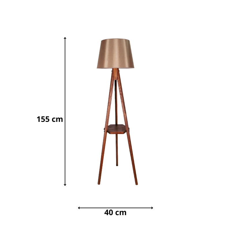 Floor lamp Angelo Megapap E27 wood - fabric color walnut - mocha 40x40x155cm.