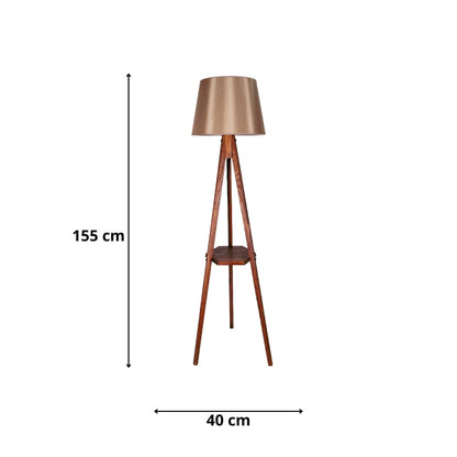 Floor lamp Angelo Megapap E27 wood - fabric color walnut - mocha 40x40x155cm.