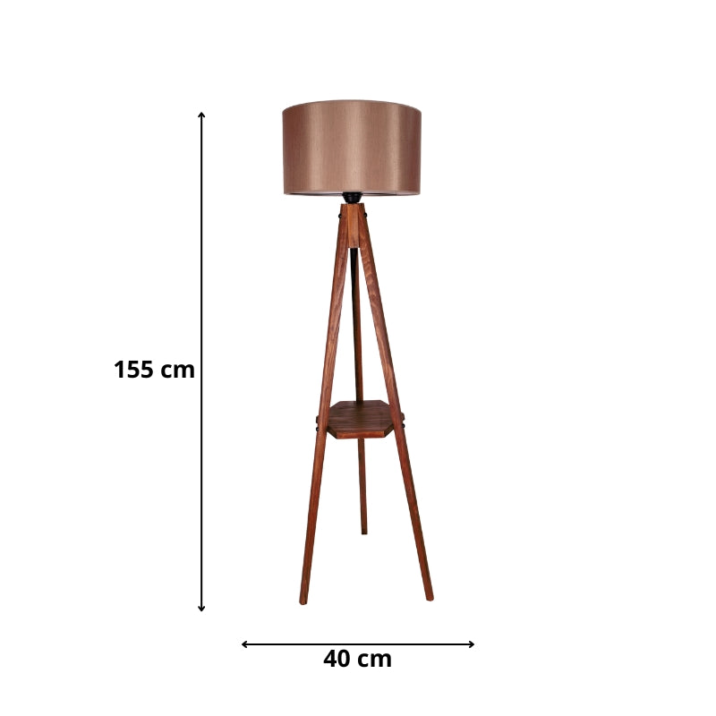 Floor lamp Gusto Megapap E27 wood - fabric color walnut - mocha 40x40x155cm.