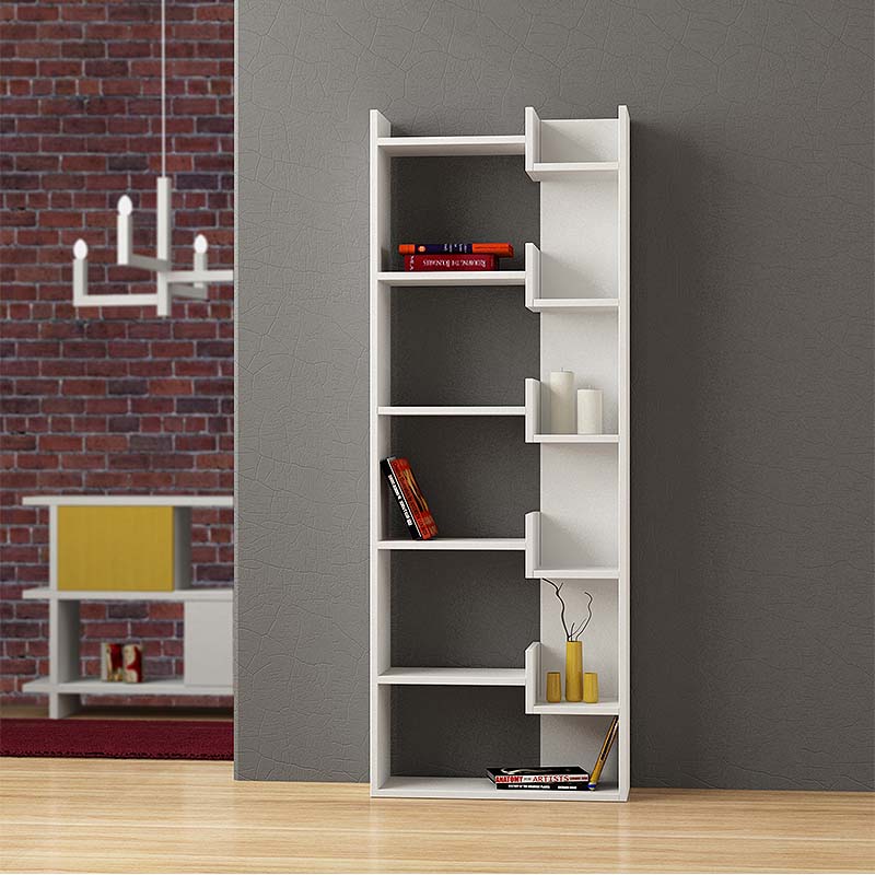 Βιβλιοθήκη μελαμίνης Oppa Megapap χρώμα λευκό 60x22x162εκ. - Hippiehome.gr