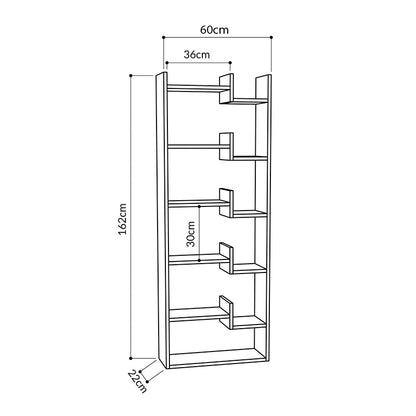 Βιβλιοθήκη μελαμίνης Oppa Megapap χρώμα λευκό 60x22x162εκ. - Hippiehome.gr