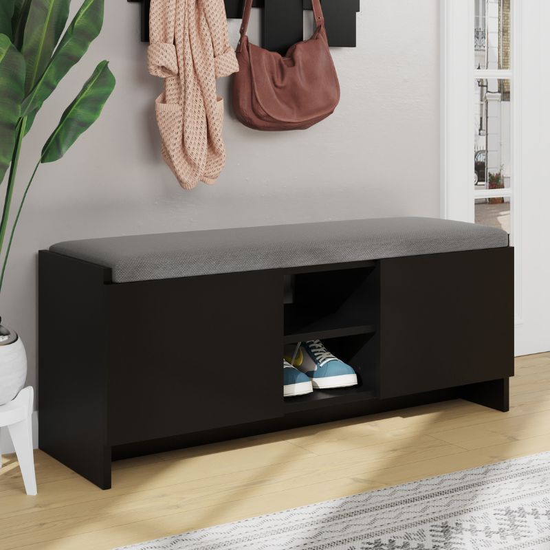 Παπουτσοθήκη Zulla Megapap από μελαμίνη χρώμα μαύρο 110x37x43εκ. - Hippiehome.gr