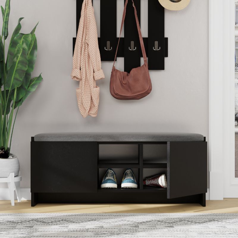 Παπουτσοθήκη Zulla Megapap από μελαμίνη χρώμα μαύρο 110x37x43εκ. - Hippiehome.gr