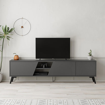 Έπιπλο τηλεόρασης Fiona Megapap χρώμα ανθρακί 180x35,6x48εκ. - Hippiehome.gr