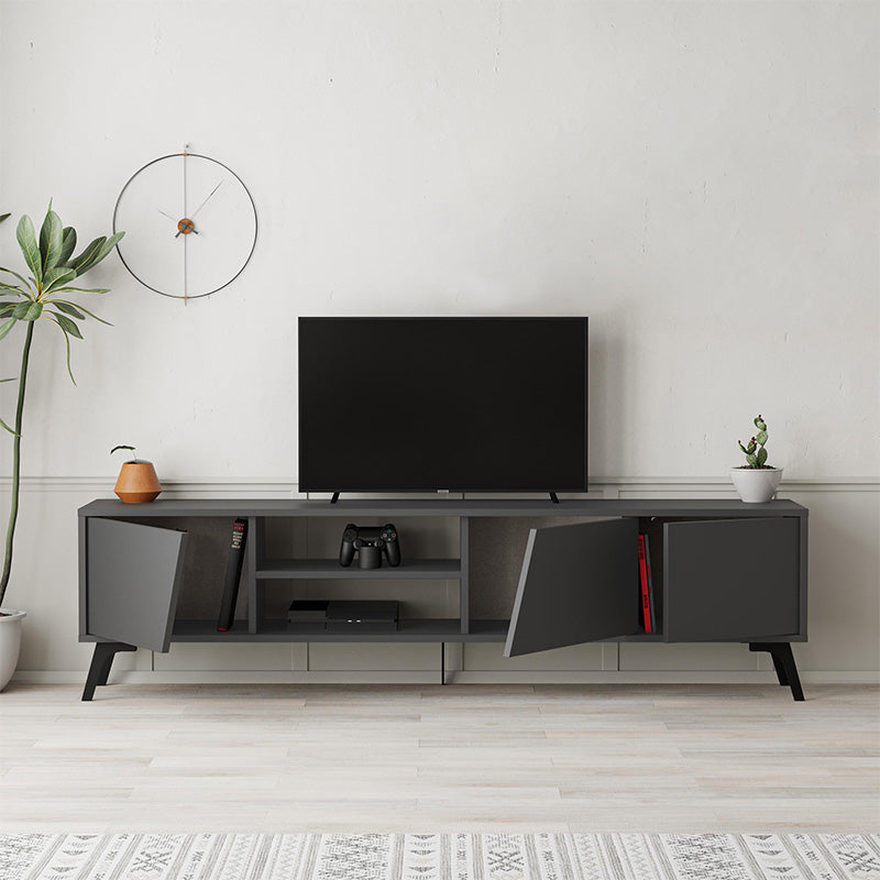 Έπιπλο τηλεόρασης Fiona Megapap χρώμα ανθρακί 180x35,6x48εκ. - Hippiehome.gr