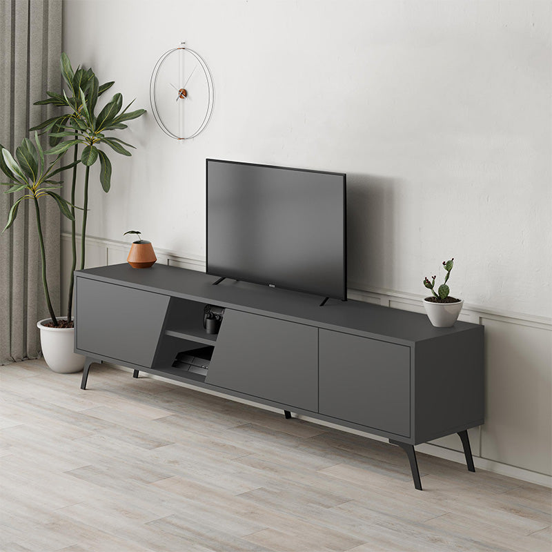 Έπιπλο τηλεόρασης Fiona Megapap χρώμα ανθρακί 180x35,6x48εκ. - Hippiehome.gr