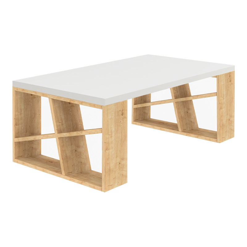 Τραπεζάκι σαλονιού Honey Megapap μελαμίνης χρώμα φυσικό οξιάς - λευκό 105x60x40εκ. - Hippiehome.gr