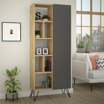 Βιβλιοθήκη Jedda Megapap χρώμα sapphire oak - ανθρακί 80,6x29,6x191εκ. - Hippiehome.gr