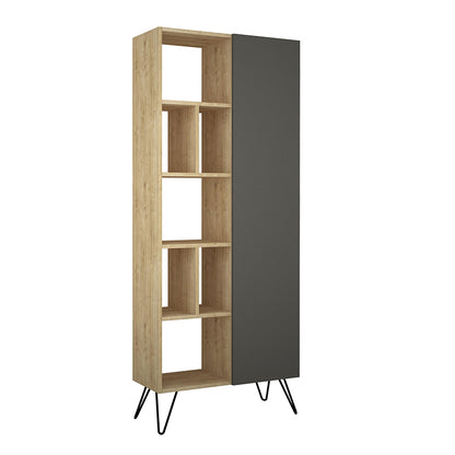 Βιβλιοθήκη Jedda Megapap χρώμα sapphire oak - ανθρακί 80,6x29,6x191εκ. - Hippiehome.gr
