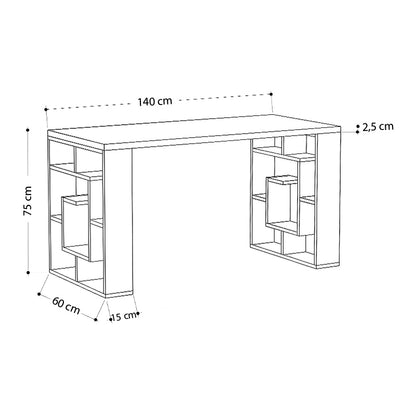 Γραφείο εργασίας Labirent Megapap χρώμα ανθρακί - λευκό 140x60x75εκ - Hippiehome.gr