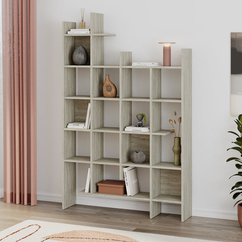 Βιβλιοθήκη Manco Megapap χρώμα travertine 122x25,5x188εκ. - Hippiehome.gr