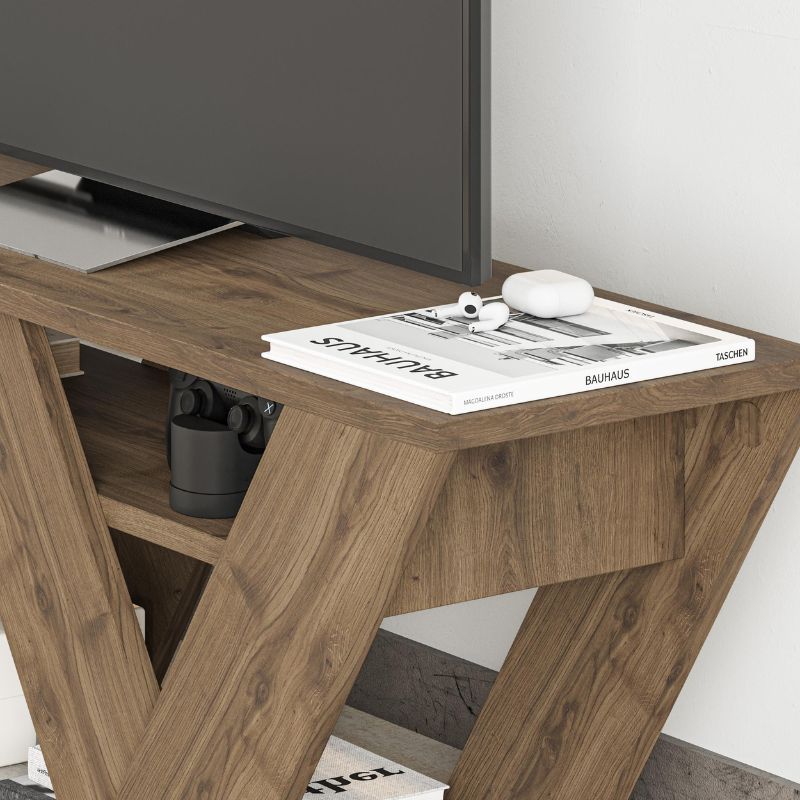 Έπιπλο τηλεόρασης Pipralla Megapap χρώμα ανοιχτό καρυδί 110x30x40εκ. - Hippiehome.gr