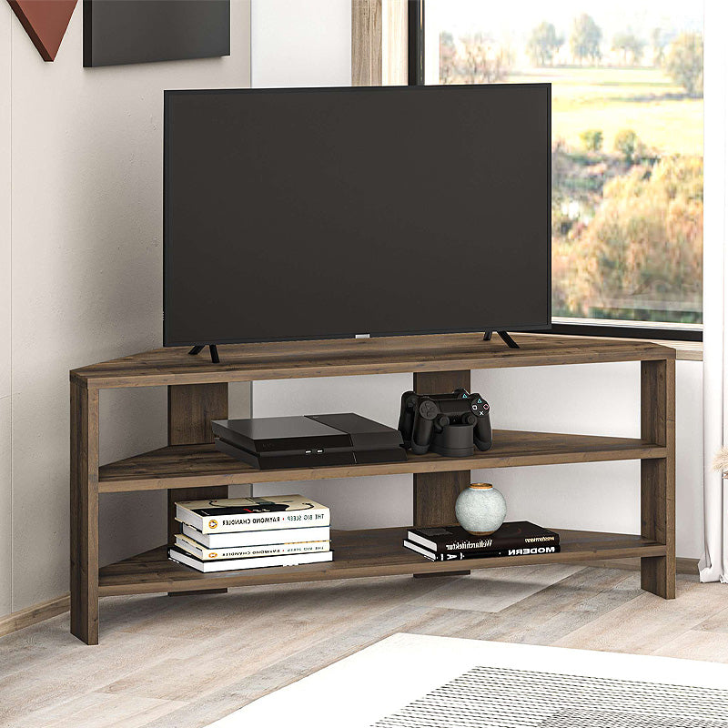 Έπιπλο τηλεόρασης γωνιακό Thales Megapap χρώμα ανοιχτό καρυδί 110x36x45εκ. - Hippiehome.gr