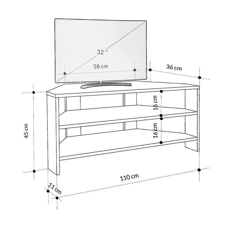 Έπιπλο τηλεόρασης γωνιακό Thales Megapap χρώμα ανοιχτό καρυδί 110x36x45εκ. - Hippiehome.gr