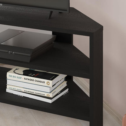 Έπιπλο τηλεόρασης γωνιακό Thales Megapap χρώμα black wood 110x36x45εκ. - Hippiehome.gr