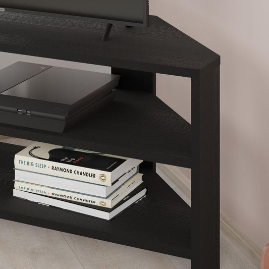 Έπιπλο τηλεόρασης γωνιακό Thales Megapap χρώμα black wood 110x36x45εκ. - Hippiehome.gr