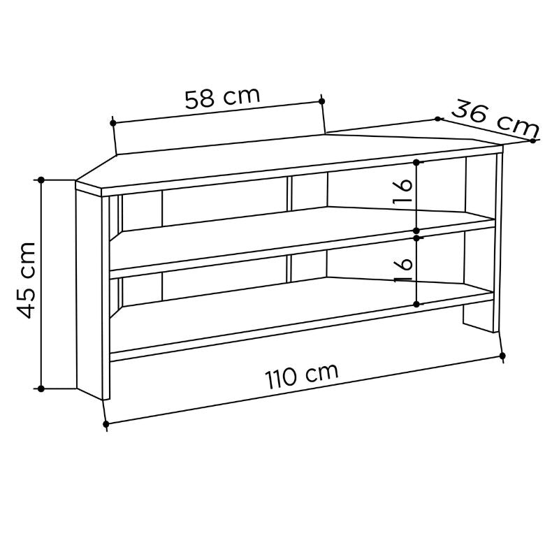 Έπιπλο τηλεόρασης γωνιακό Thales Megapap χρώμα black wood 110x36x45εκ. - Hippiehome.gr