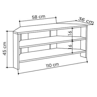 Έπιπλο τηλεόρασης γωνιακό Thales Megapap χρώμα black wood 110x36x45εκ. - Hippiehome.gr