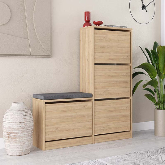 Παπουτσοθήκη μελαμίνης Dude Megapap χρώμα φυσικό οξιάς 104,8x26x118,5εκ. - Hippiehome.gr