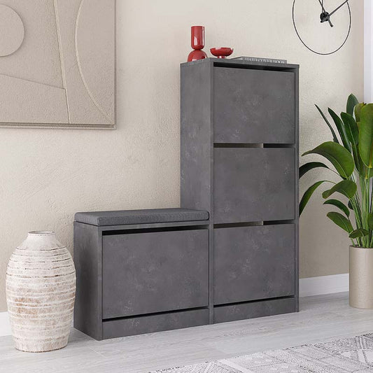 Παπουτσοθήκη μελαμίνης Dude Megapap χρώμα γκρι ρετρό 104,8x26x118,5εκ. - Hippiehome.gr