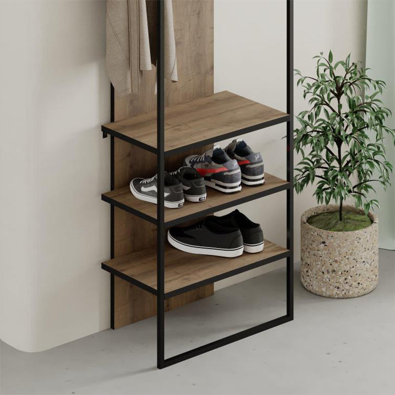 Έπιπλο εισόδου Archy Megapap από μελαμίνη - μέταλλο χρώμα ανοιχτό καρυδί 53x31,7x180εκ. - Hippiehome.gr