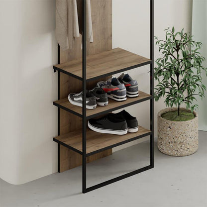 Έπιπλο εισόδου Archy Megapap από μελαμίνη - μέταλλο χρώμα ανοιχτό καρυδί 53x31,7x180εκ. - Hippiehome.gr