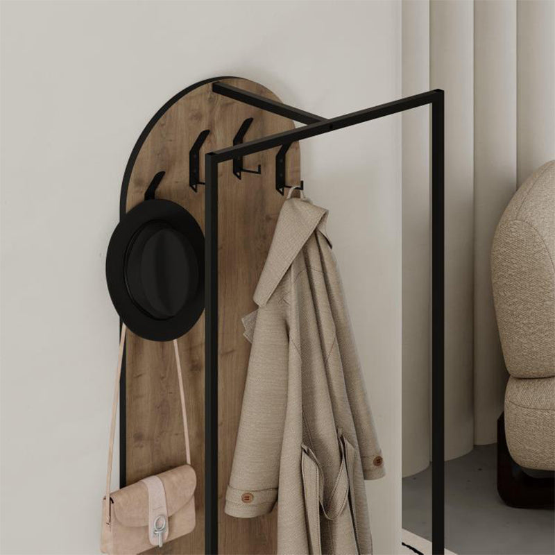 Έπιπλο εισόδου Archy Megapap από μελαμίνη - μέταλλο χρώμα ανοιχτό καρυδί 53x31,7x180εκ. - Hippiehome.gr