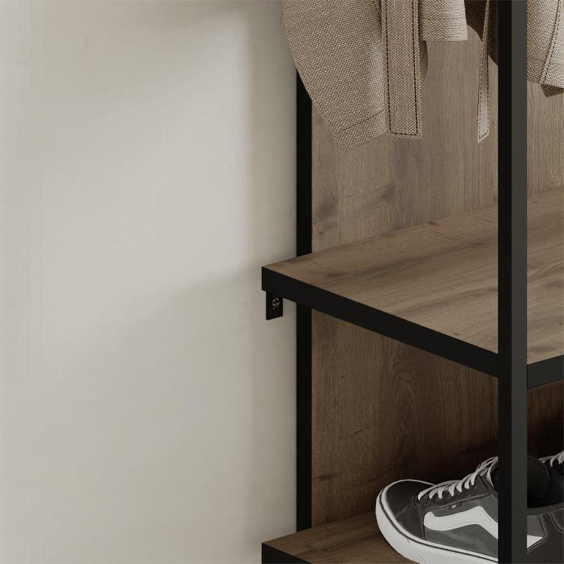 Έπιπλο εισόδου Archy Megapap από μελαμίνη - μέταλλο χρώμα ανοιχτό καρυδί 53x31,7x180εκ. - Hippiehome.gr