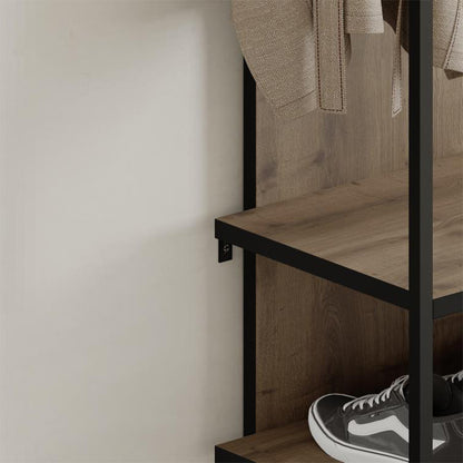 Έπιπλο εισόδου Archy Megapap από μελαμίνη - μέταλλο χρώμα ανοιχτό καρυδί 53x31,7x180εκ. - Hippiehome.gr