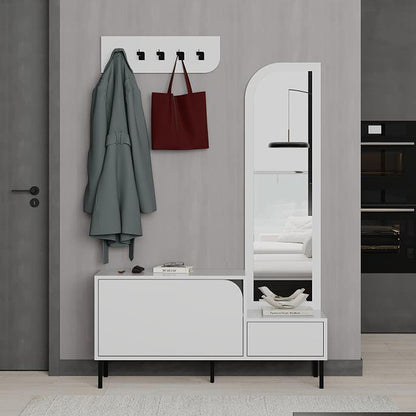 Έπιπλο εισόδου Mila Megapap με κρεμάστρα χρώμα λευκό 120x37x171,6εκ. - Hippiehome.gr