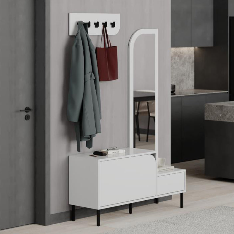 Έπιπλο εισόδου Mila Megapap με κρεμάστρα χρώμα λευκό 120x37x171,6εκ. - Hippiehome.gr