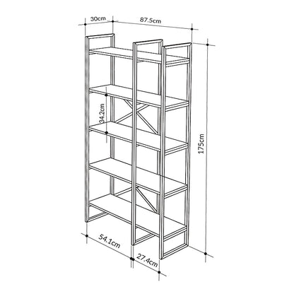 Βιβλιοθήκη Dusan Megapap χρώμα sepet oak 87,5x30x175εκ. - Hippie Home 