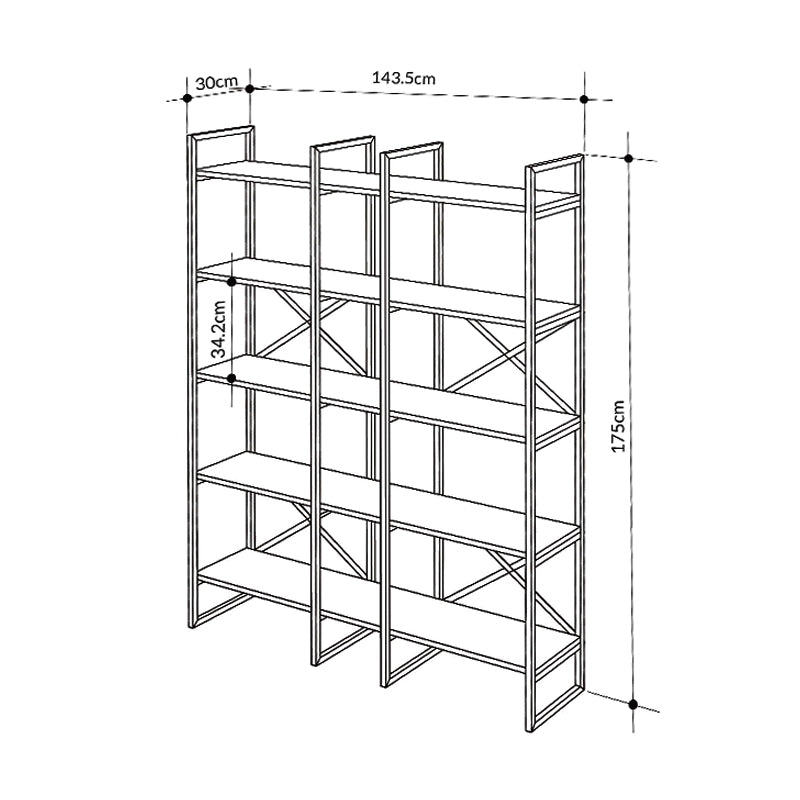 Βιβλιοθήκη Dusan Megapap χρώμα sepet oak 143,5x30x175εκ. - Hippiehome.gr