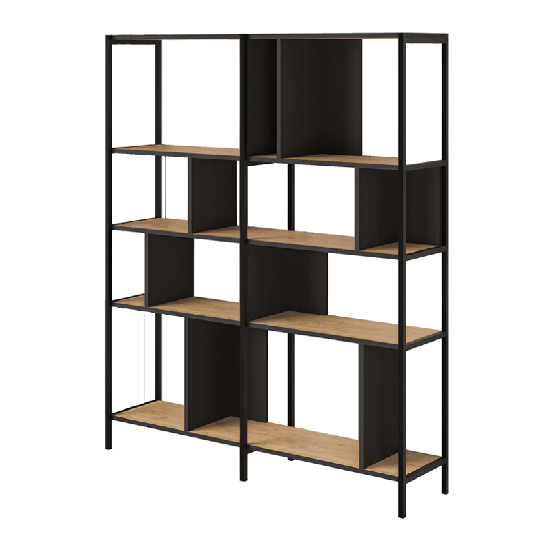 Βιβλιοθήκη Maxi Megapap χρώμα sapphire oak - silky black 144x35x175εκ. - Hippie Home 